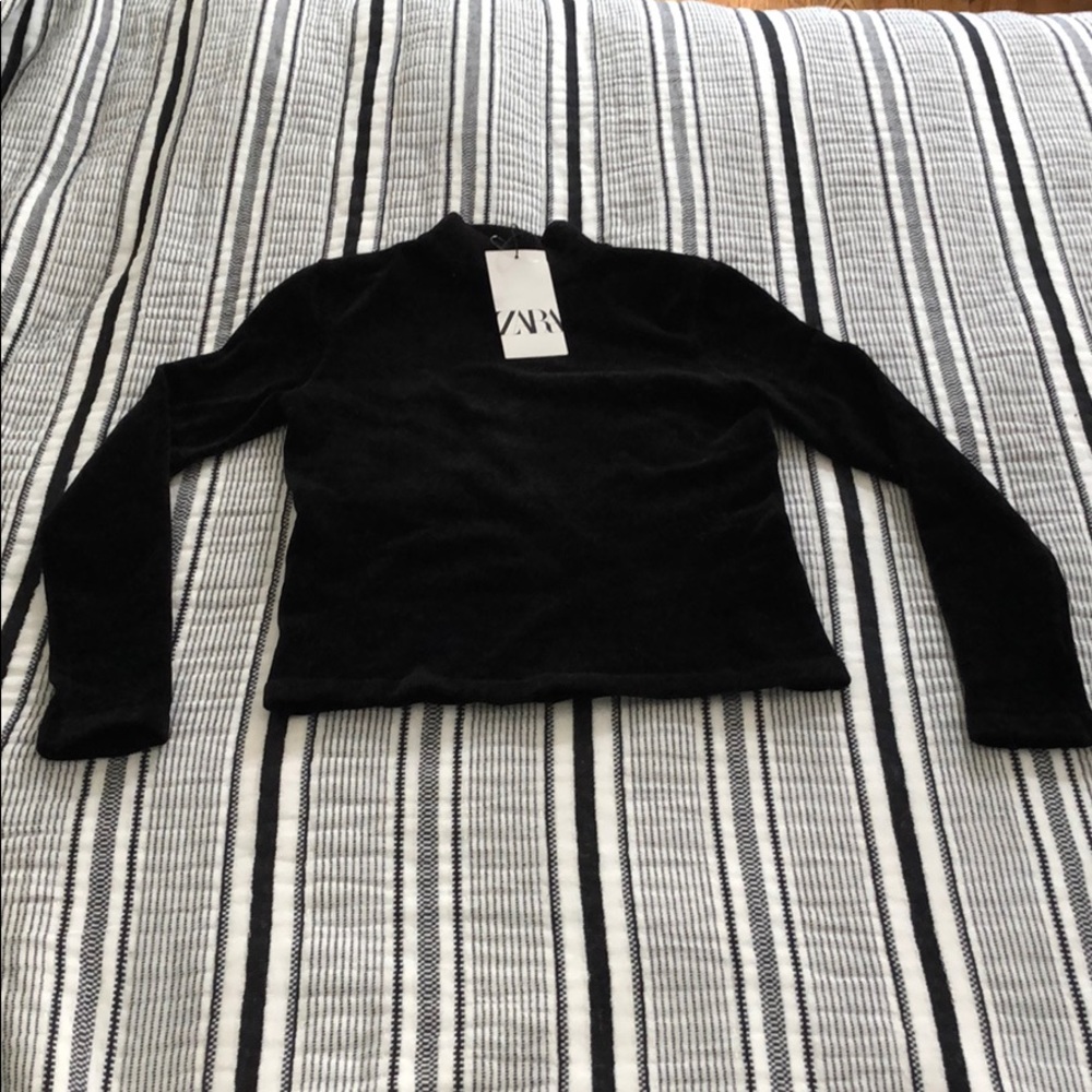Zara High Collar Velvet Sweater - Picture 1 of 1